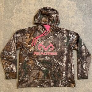 Realtree Hoodie Youth XL 16-18 Camo Pink Logo Pullover Girls Hunting Sweatshirt